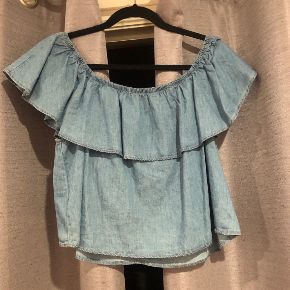 Chambray off shoulder top